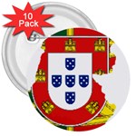 Flag Map of Portugal 3  Buttons (10 pack)  Front