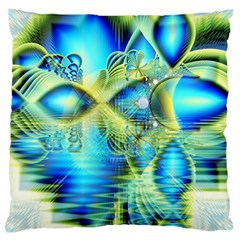 Crystal Lime Turquoise Heart Of Love, Abstract Large Flano Cushion Case (one Side) by DianeClancy