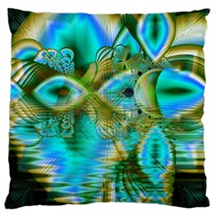 Crystal Gold Peacock, Abstract Mystical Lake Standard Flano Cushion Case (one Side) by DianeClancy