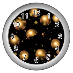 Golden Balls Wall Clocks (silver)  by Valentinaart