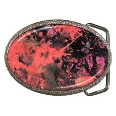 Pink And Black Abstract Splatter Paint Pattern Belt Buckles by traceyleeartdesigns