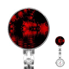 Red And Black Lake Fractal Stainless Steel Nurses Watch