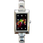 Bright Multi Coloured Fractal Pattern Rectangle Italian Charm Watch Front