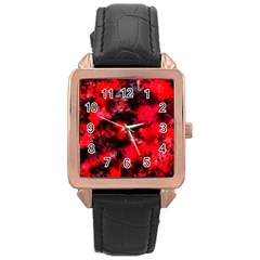 Black And Red Pattern Rose Gold Leather Watch 