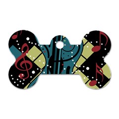 Playful Guitar Dog Tag Bone (two Sides)