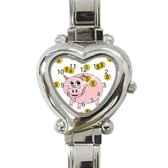 Piggy Bank  Heart Italian Charm Watch by Valentinaart