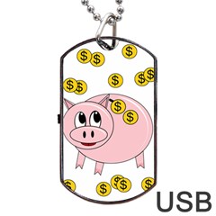 Piggy Bank  Dog Tag Usb Flash (two Sides)  by Valentinaart