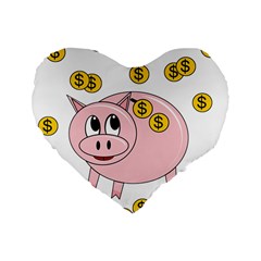 Piggy Bank  Standard 16  Premium Flano Heart Shape Cushions by Valentinaart