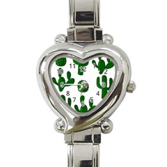 Cactuses Pattern Heart Italian Charm Watch by Valentinaart