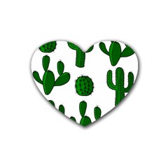 Cactuses Pattern Rubber Coaster (heart)  by Valentinaart