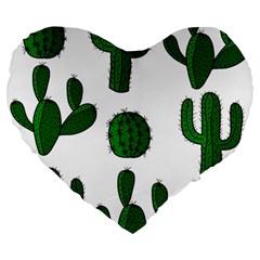 Cactuses Pattern Large 19  Premium Heart Shape Cushions by Valentinaart