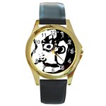 Old man Round Gold Metal Watch Front