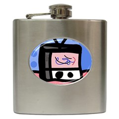 Old Television Hip Flask (6 Oz) by Valentinaart