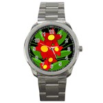 Red flowers Sport Metal Watch Front