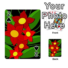 Red Flowers Playing Cards 54 Designs  by Valentinaart