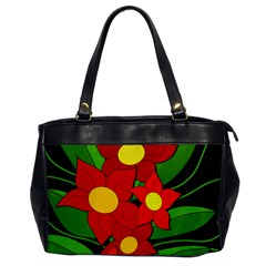 Red Flowers Office Handbags by Valentinaart