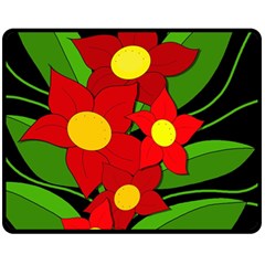 Red Flowers Fleece Blanket (medium) 