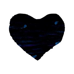 Blue Moonlight Standard 16  Premium Heart Shape Cushions by Valentinaart