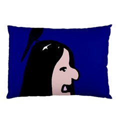 Girl And Bird Pillow Case (two Sides) by Valentinaart