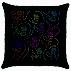 Flowers - Pattern Throw Pillow Case (black)