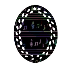 Music Pattern Oval Filigree Ornament (2-side)  by Valentinaart