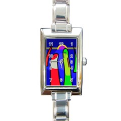 Colorful snakes Rectangle Italian Charm Watch