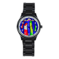 Colorful Snakes Stainless Steel Round Watch by Valentinaart