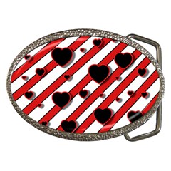 Black And Red Harts Belt Buckles by Valentinaart