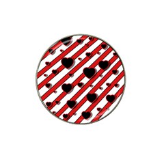 Black And Red Harts Hat Clip Ball Marker by Valentinaart