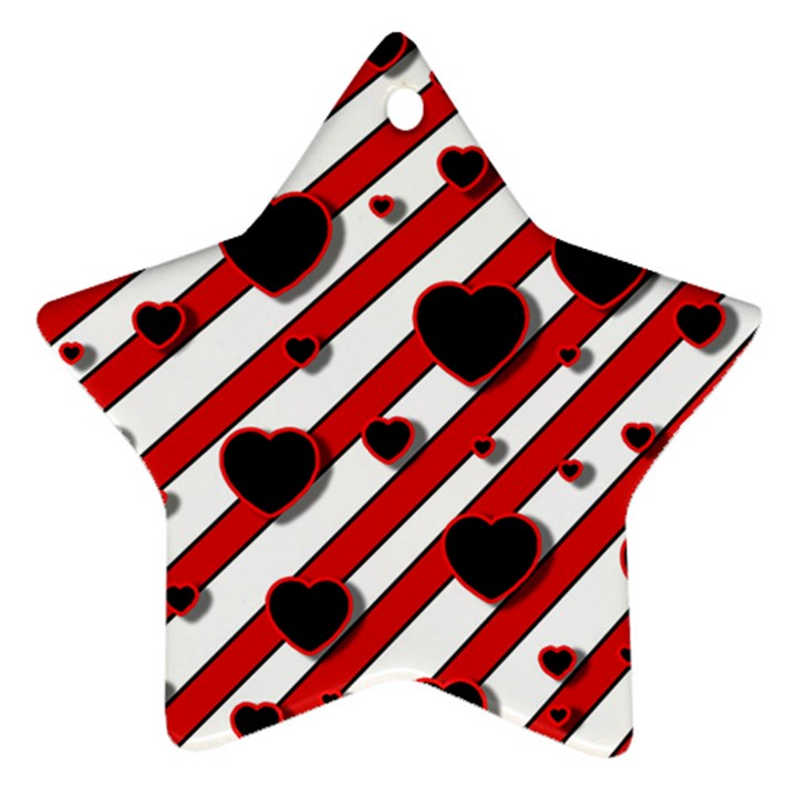 Black and red harts Star Ornament (Two Sides) 