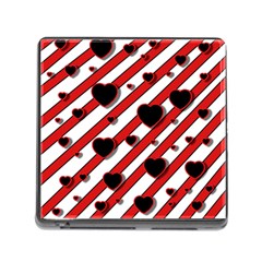 Black And Red Harts Memory Card Reader (square) by Valentinaart