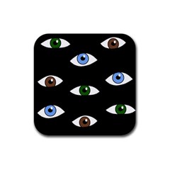 Look At Me Rubber Square Coaster (4 Pack)  by Valentinaart