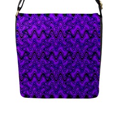 Purple Wavey Squiggles Flap Messenger Bag (l)  by BrightVibesDesign