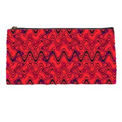 Red Wavey Squiggles Pencil Cases by BrightVibesDesign