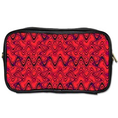 Red Wavey Squiggles Toiletries Bags 2-side by BrightVibesDesign
