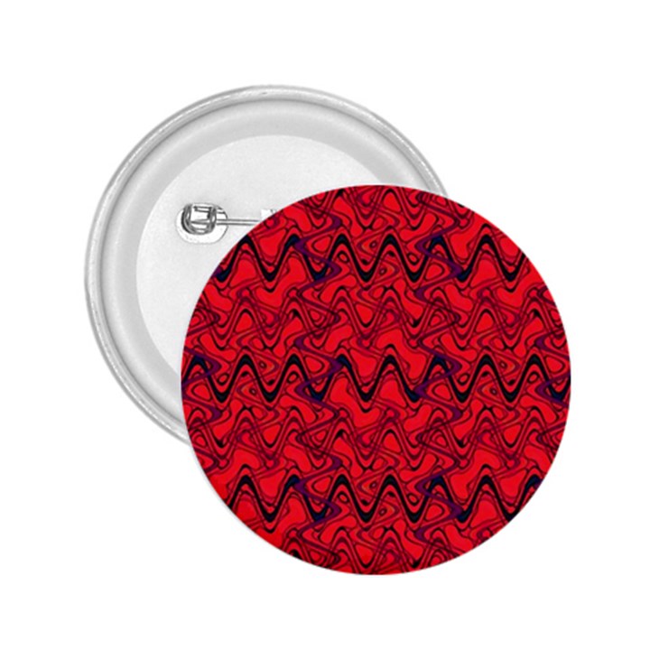 Red Wavey Squiggles 2.25  Buttons