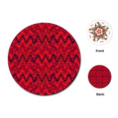 Red Wavey Squiggles Playing Cards (round)  by BrightVibesDesign