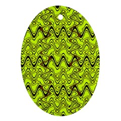 Yellow Wavey Squiggles Ornament (oval)  by BrightVibesDesign