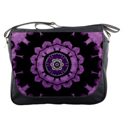 Decorative Leaf On Paper Mandala Messenger Bags by pepitasart