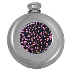 Japanese tree  Round Hip Flask (5 oz)