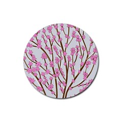 Cherry Tree Rubber Coaster (round)  by Valentinaart