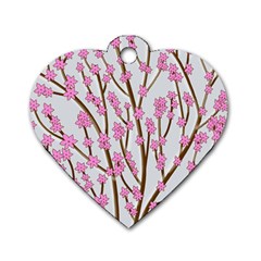 Cherry Tree Dog Tag Heart (one Side) by Valentinaart