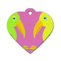 Parrots Dog Tag Heart (one Side) by Valentinaart