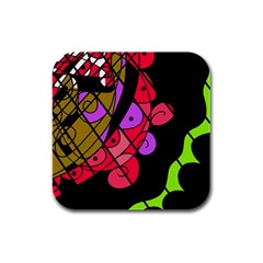 Elegant Abstract Decor Rubber Square Coaster (4 Pack)  by Valentinaart