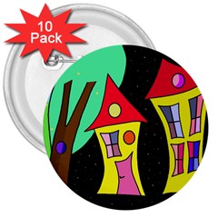Two Houses 2 3  Buttons (10 Pack)  by Valentinaart