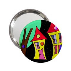 Two Houses 2 2 25  Handbag Mirrors by Valentinaart