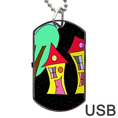 Two Houses 2 Dog Tag Usb Flash (one Side) by Valentinaart