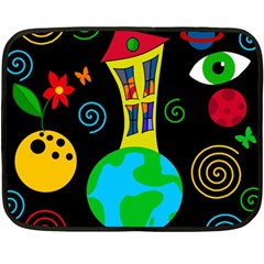 Playful Universe Double Sided Fleece Blanket (mini)  by Valentinaart