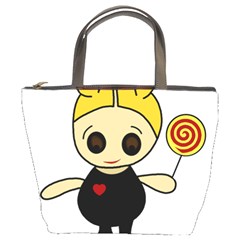 Cute Doll Girl Bucket Bags by Valentinaart