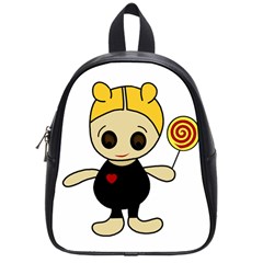 Cute Doll Girl School Bags (small)  by Valentinaart